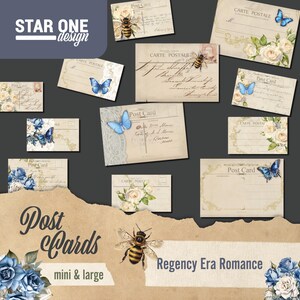 Cartes postales romantiques de l'époque Régence - Journal indésirable - Papier imprimable, éphémères, créations en papier, scrapbooking - téléchargement numérique 11 x 8,5