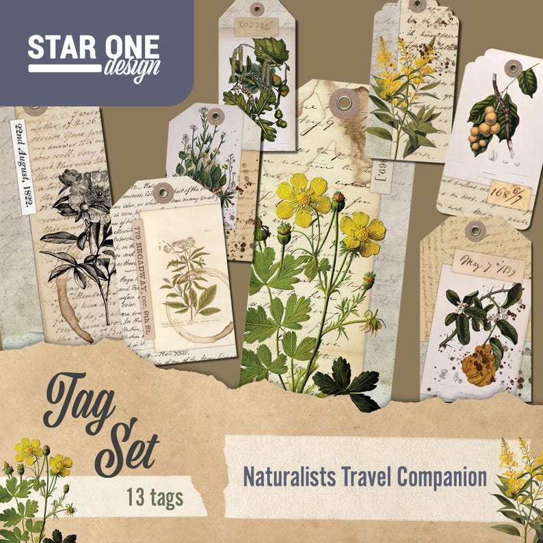 Naturalists Travel Companion – Printable Botanical Tags – Vintage Junk ...