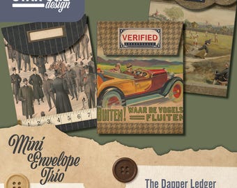 The Dapper Ledger Small Envelopes - Junk Journal - Printable Paper, Ephemera, Paper Crafts, Scrapbook - Gentleman Journal