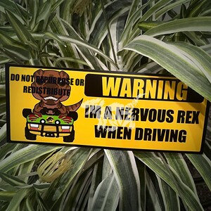 I’m A Nervous Rex Car Magnet - Trex- Jurassic Park - Car Accessories - Dinosaur - Cute - Magnet - Waterproof - Weatherproof -