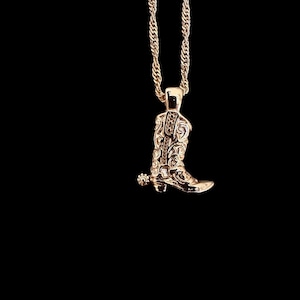Gold Cowboy Boot Charm Necklace: Western Style Jewelry