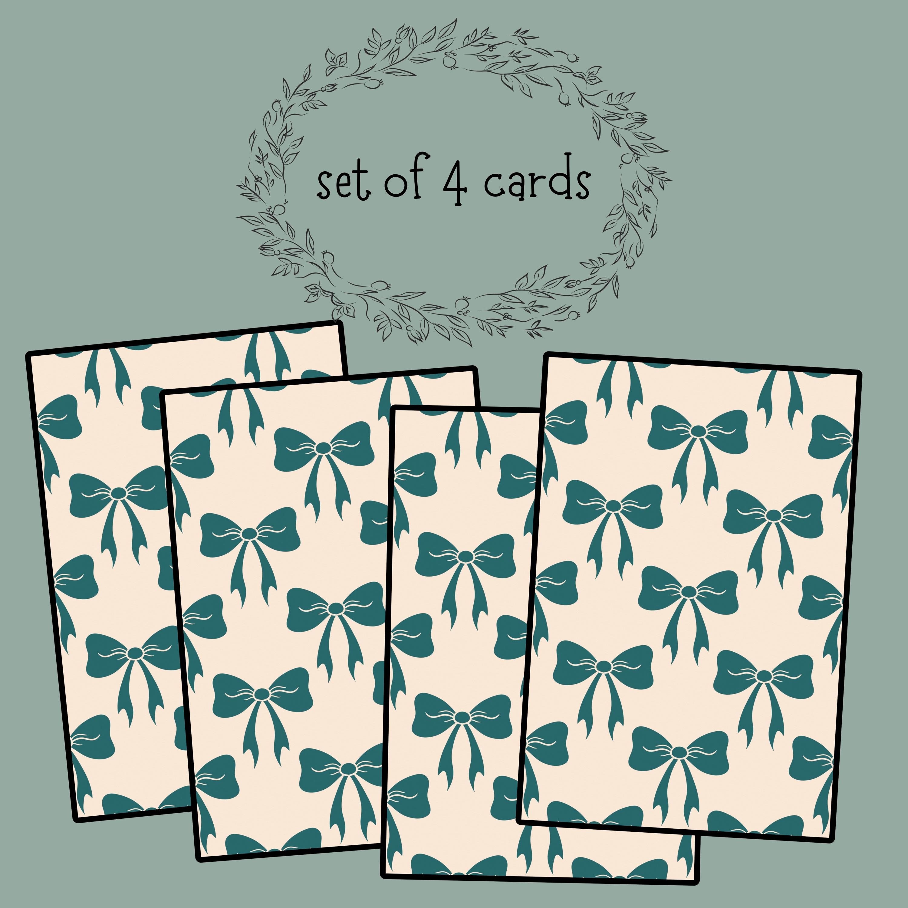 Vintage Bow Notecards | Classic Ribbon-inspired Stationery Set | Four ...