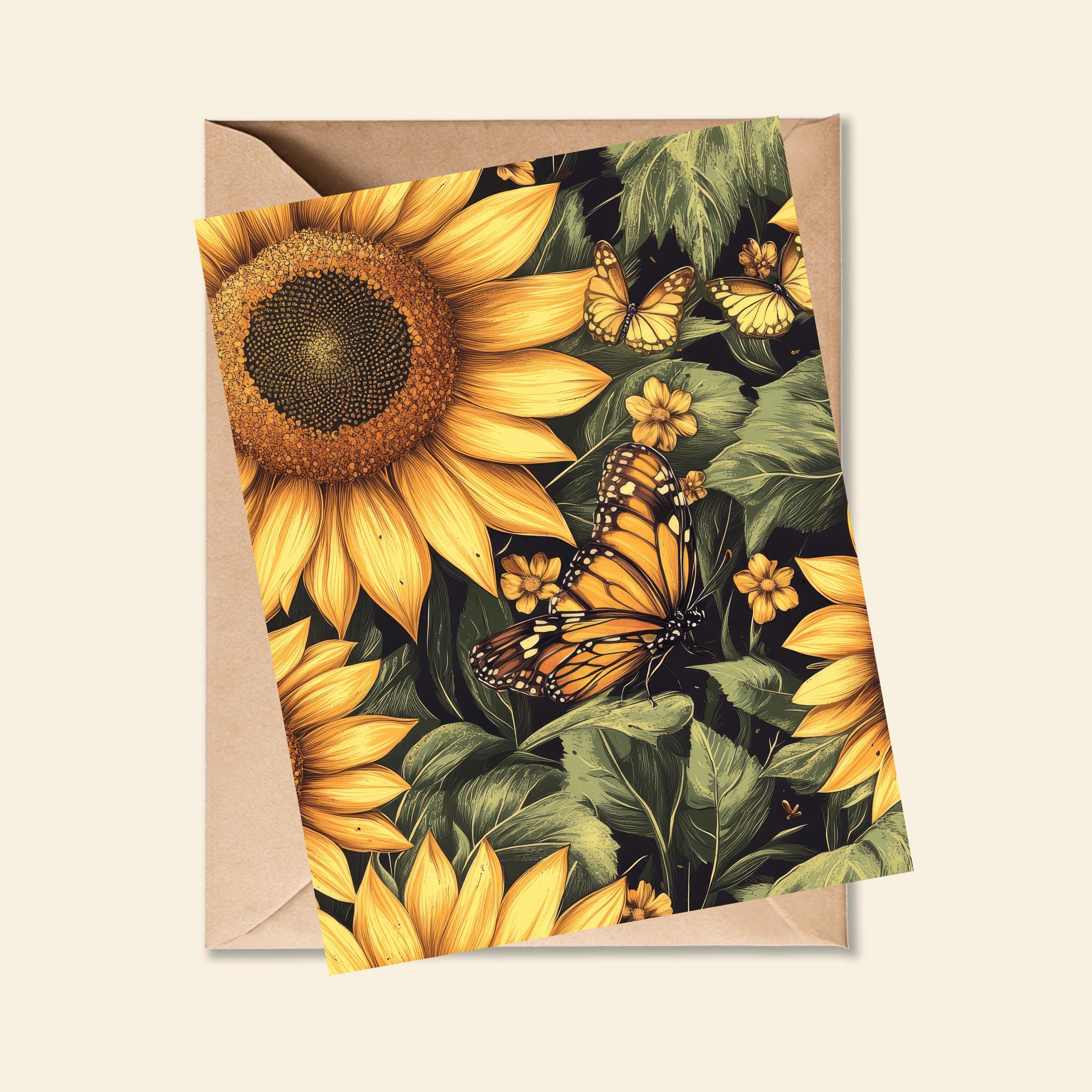 Sunflower Stationery Blank Greeting Cards Rustic Sunflower Cards Set of ...