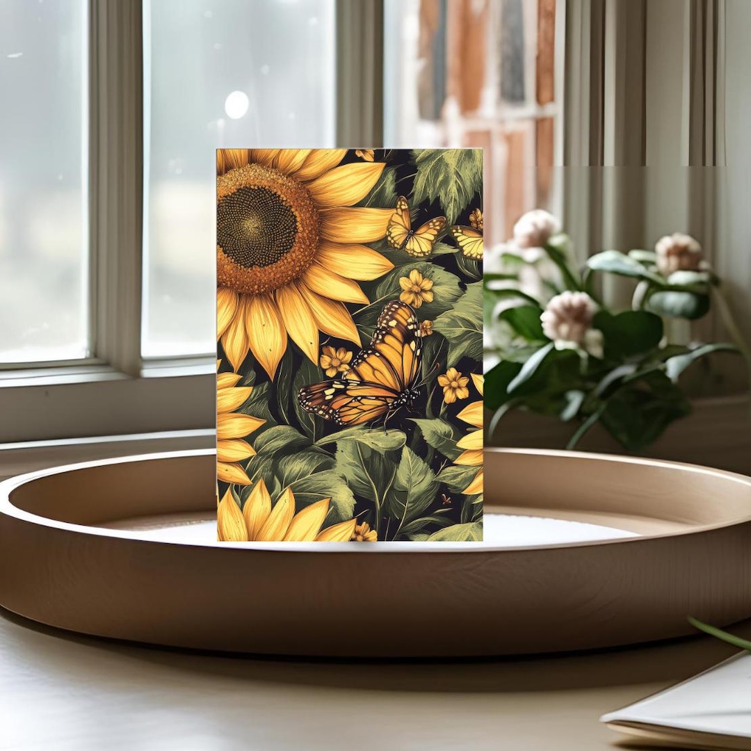 Sunflower Stationery Blank Greeting Cards Rustic Sunflower Cards Set of ...
