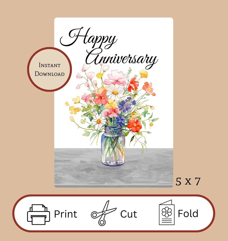 Printable Anniversary Card | Happy Anniversary Card | Digital Greeting ...