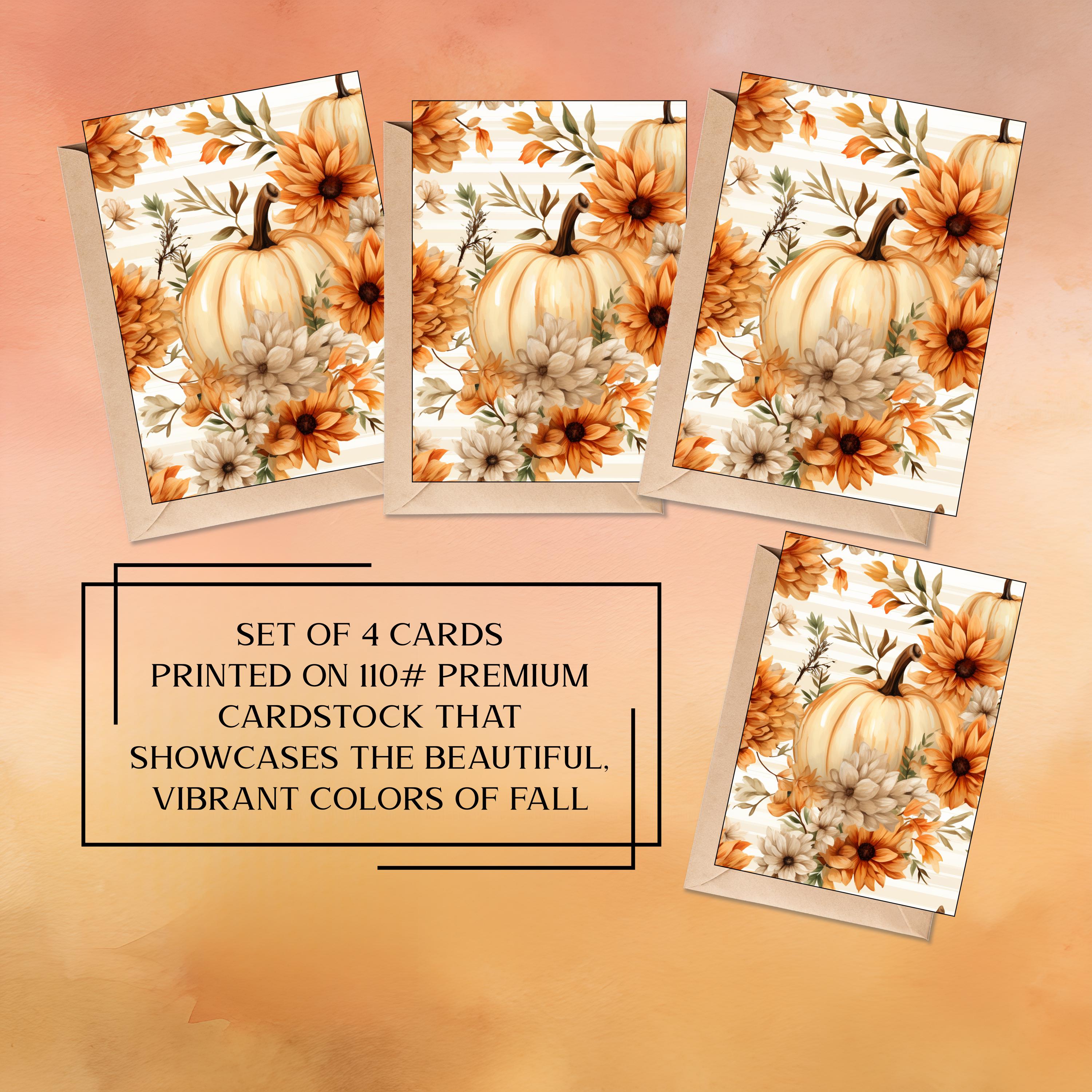 Notes For Fall Autumn Note Card Set: Handmade Fall Stationery, Thanksgiving Greetings ...