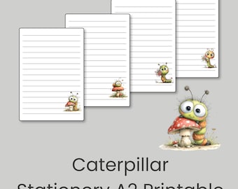 Papelería Caterpillar Paper tamaño A2 imprimible / Bloc de notas de 4,25 x 5,5 pulgadas / Descarga digital