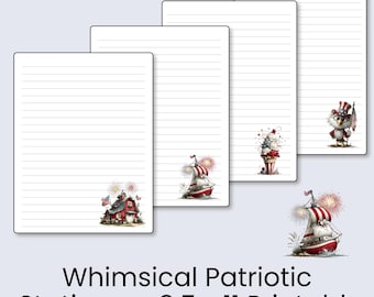 Grillig patriottisch afdrukbaar briefpapier | 8,5 x 11 briefpapier | Digitale download