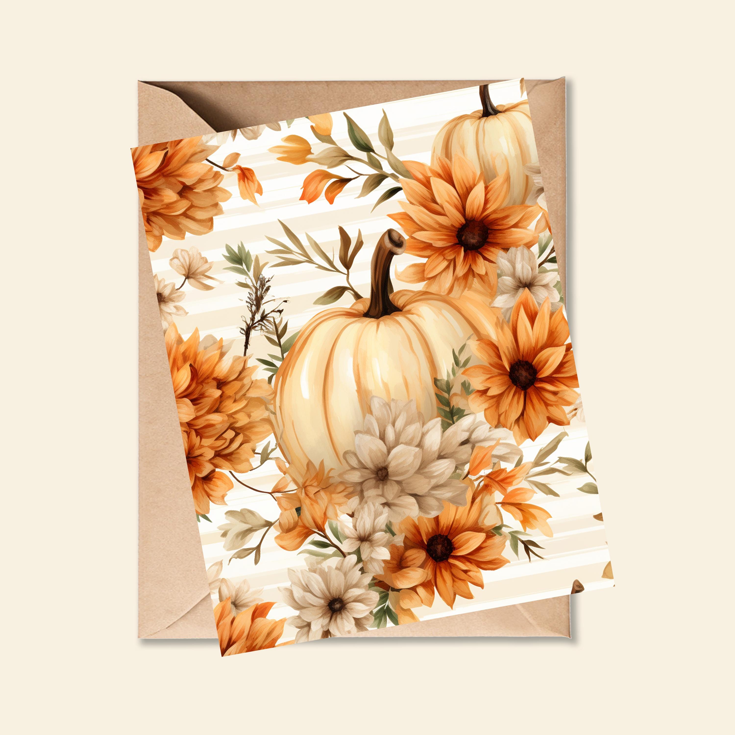 Autumn Note Card Set: Handmade Fall Stationery, Thanksgiving Greetings ...