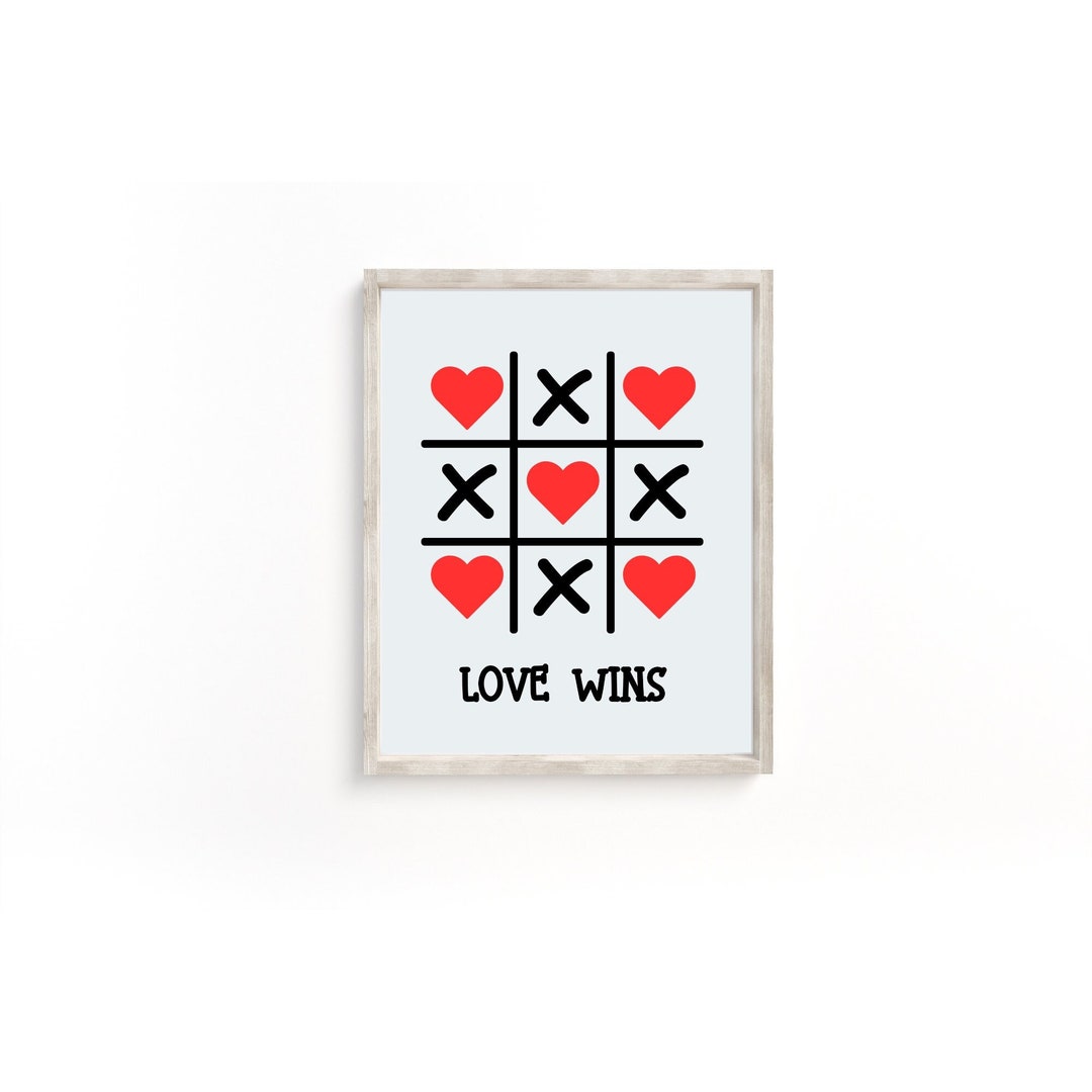Valentine's Day Tic Tac Toe Wall Art Instant Download Wall Art Heart