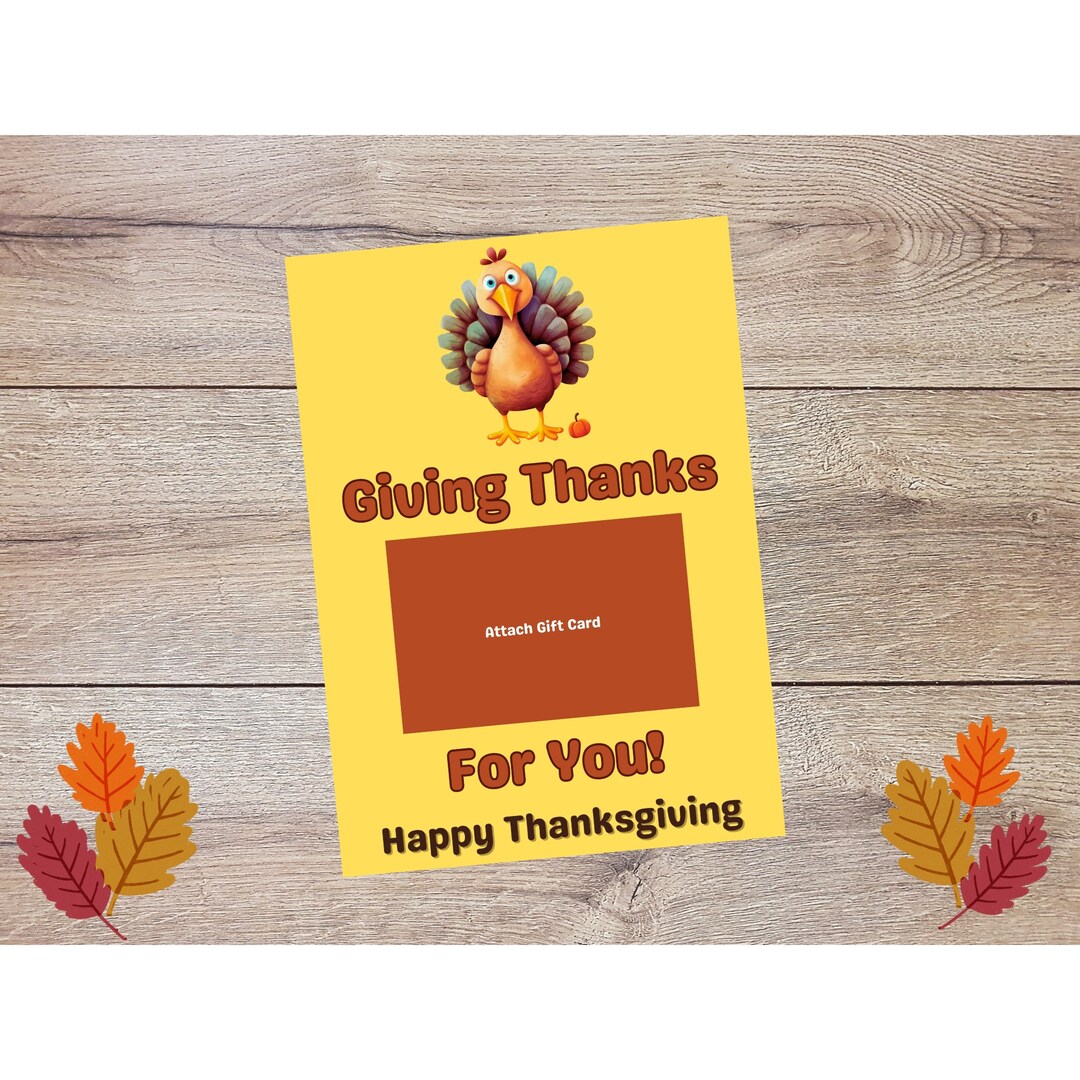 Thanksgiving Gift Card Printable Instant Printable Gift Card Holder Thank You Gift Card