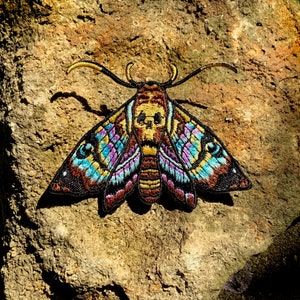 Parche de mariposa polilla calavera - Bordado termoadhesivo para chaqueta, mochila, sombrero, gótico, naturaleza, insectos, películas de terror, ocultismo, Hannibal Lecter