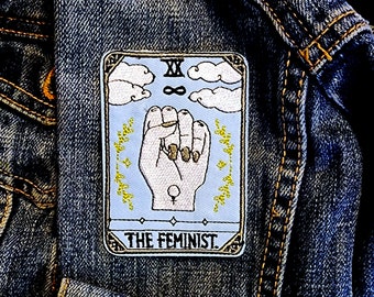 Tarot Card Feminist Patch Embroidered - Iron-On For Your Backpack, Purse, Hat, Jacket– Wicca Witch Goddess Goth Nature Magic Feminist Power