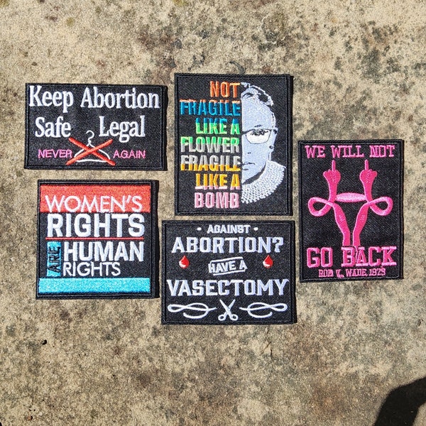 Droits féministes à l'avortement, Ruth Bader Ginsburg, Roe V Wade, Justice sociale, R.B.G. notoire, écusson Droits des femmes brodé