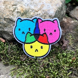 Cute Cat Rainbow inspirerende patch geborduurd - opstrijkbaar voor rugzak, tas, hoed, jas - Cat Lover/LHBTQ Gay Pride/Love
