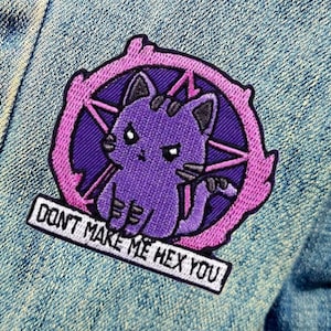 Magic Hex Cat Patch - Embroidered Iron-On For Your Backpack, Purse, Hat, Jacket– Funny Meme Humor Cat Lover Witch Patch Gift