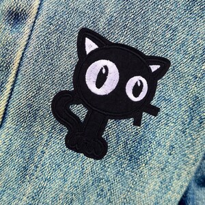 Cartoon Black Cat Patch - Embroidered Iron-On For Your Backpack, Purse, Hat, Jacket– Funny Meme Humor  Cat Lover  Happiness Gift