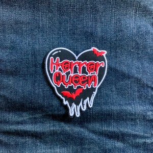 Horror Movie Queen Lover Patch Embroidered Iron-On For Bag Purse Hat Jacket Occult Witch Movie Lover Scary Books Thrillers True Crime VHS