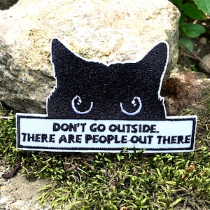 Black Cat Introvert Patch - Embroidered Iron-On For Your Backpack, Purse, Hat, Jacket– Funny Meme Humor Cat Lover Happiness Gift