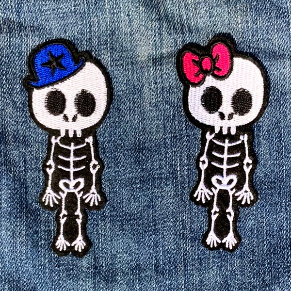 Skeleton Lovers Patches - Embroidered Iron-On For Your Jacket, Backpack, Purse, Hat, – Goth, Metal, Punk Matching Couples Patch