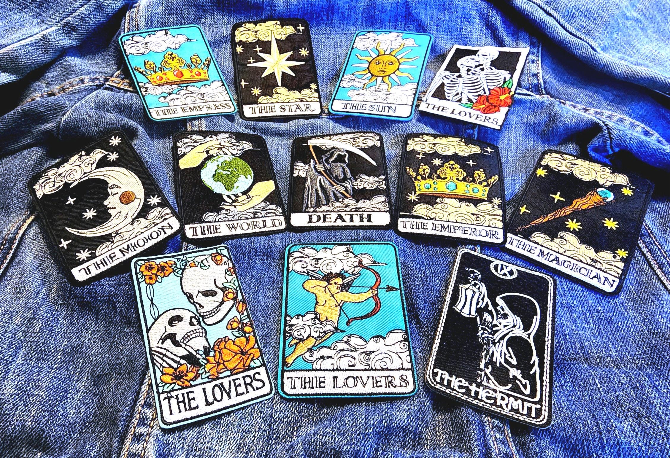 Tarot Card Patches Embroidered - Iron-On For Your Backpack, Purse, Hat, Jacket– Wicca Witch Goddess Goth Nature Magic Love Occult Astrology