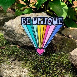 Be Unique Inspirational Patch Embroidered - Iron-On For Your Backpack, Purse, Hat, Jacket - LGBTQ Gay Pride/Love/Rainbow Flag