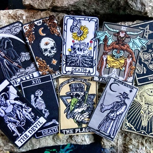 Dark Tarot Deck Card Patches Embroidered - Iron-On For Your Backpack, Purse, Hat, Jacket– Wicca Witch Goddess Goth Nature Magic Love Occult
