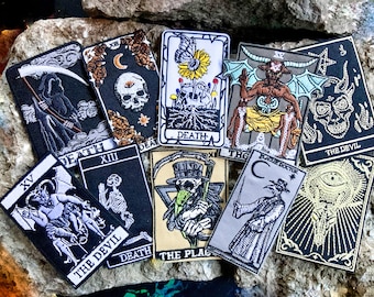 Dark Tarot Deck Card Patches Embroidered - Iron-On For Your Backpack, Purse, Hat, Jacket– Wicca Witch Goddess Goth Nature Magic Love Occult