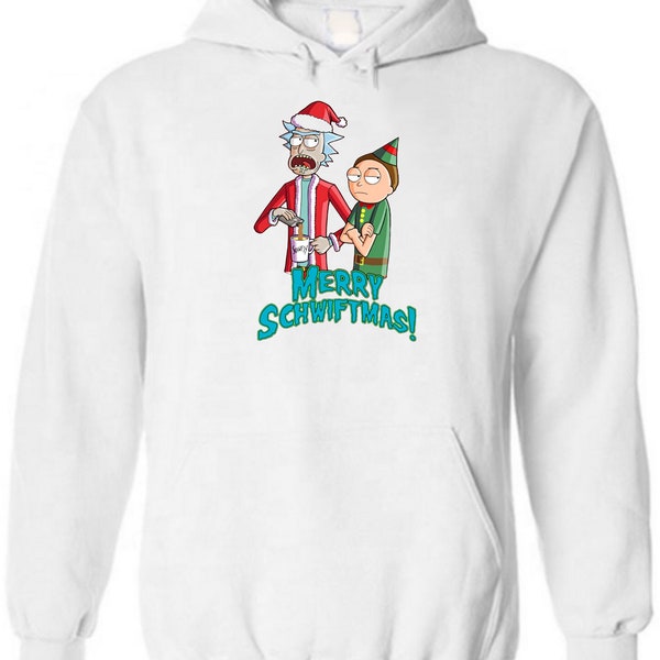 Funny Rick&Morty Merry Schwiftmas Hoodie TV Animation Cartoon Mens Womens Unisex Birthday Christmas Gift Present