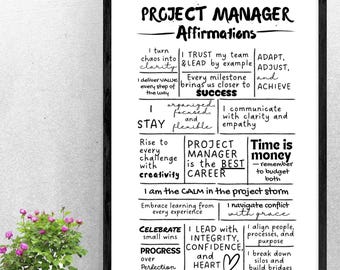 Project Manager Affirmations Motivational Art Print | Minimalist Home Office Decor (Digital Download)