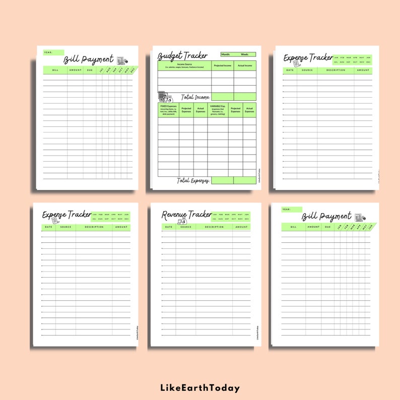 Minimalist Daily Tracker Printable Bundle Starter Kit Budget - Etsy