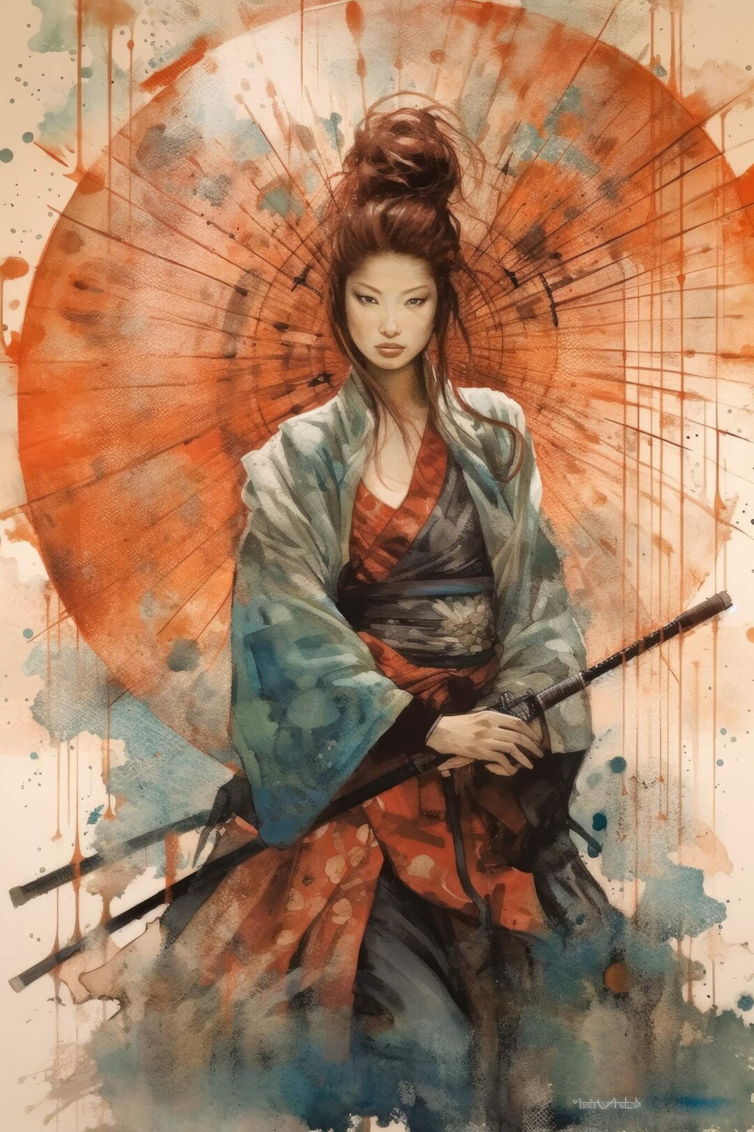 Museumgrade Paper Matte Poster Copper Veil the Samurai Queen's Stand