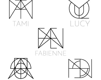 Namenslogo, individuelles Namenslogo, Tatto-Logo, Tatto-Namenslogo, minimalistisches Logo, geometrisches Logo