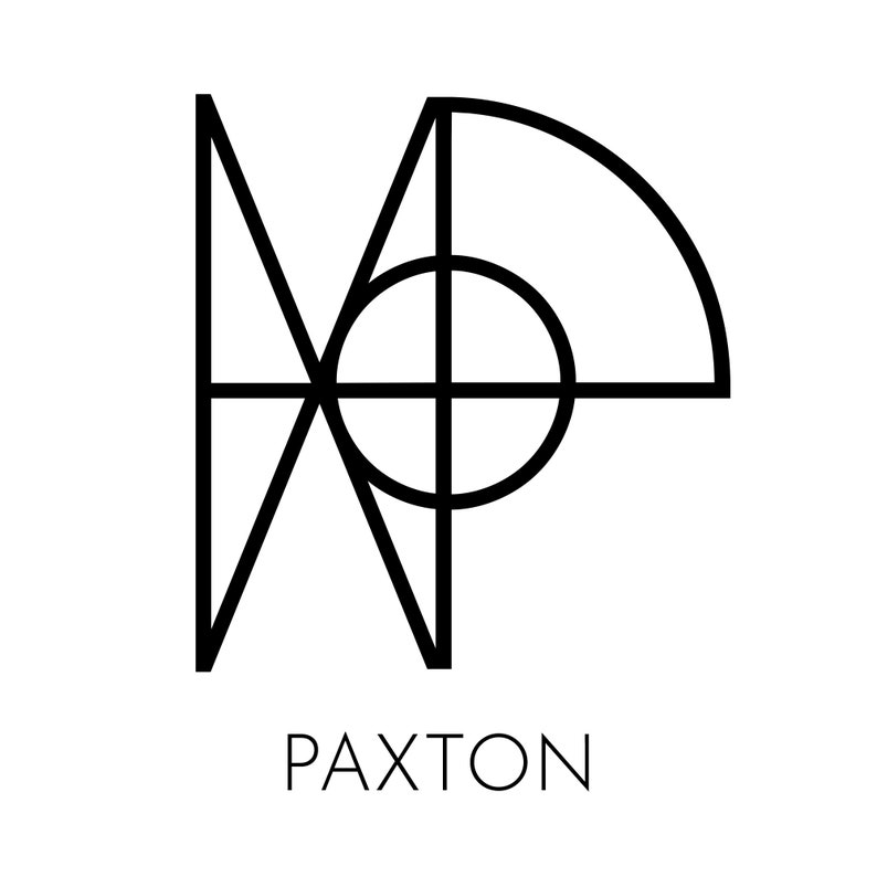 May include: Black and white geometric logo with the word "PAXTON" underneath.