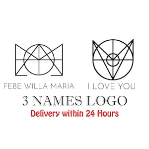 Logotipo de três nomes, design de logotipo de nome personalizado, logotipo pronto, logotipo de nome SVG, logotipo de nome personalizado, logotipo de carta, logotipo minimalista