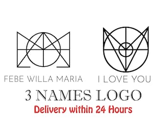 Drei Namen Logo, benutzerdefiniertes Name Logo Design, bereit Logo, Namenslogo SVG, personalisiertes Namenslogo, Buchstabenlogo, minimalistisches Logo