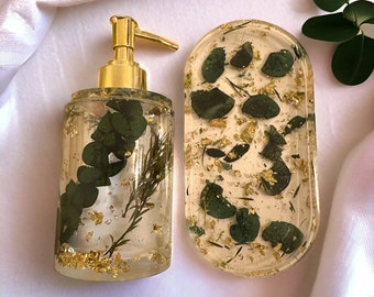 Soap dispenser epoxy resin / resin green flowers