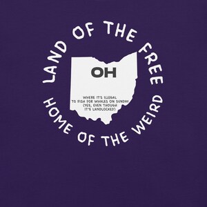 Camiseta del estado de Ohio, camiseta con el mapa de Ohio, camiseta con leyes estatales raras, camiseta con gráficos de Ohio, camiseta con ciudades de Ohio, camiseta ingeniosa, camiseta con estados de EE. UU.