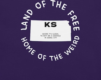Chemise de l'État du Kansas, chemise carte du Kansas, t-shirt lois étranges de l'État, t-shirt graphique du Kansas, chemise de Kansas Cities, t-shirt spirituel, t-shirt des États-Unis