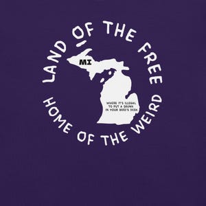 Camiseta del estado de Michigan, camiseta con el mapa de Michigan, camiseta con leyes estatales raras, camiseta con gráficos de Michigan, camiseta con ciudades de Michigan, camiseta ingeniosa, camiseta con estados de EE. UU.