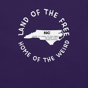 Camiseta del estado de Carolina del Norte, camiseta con el mapa de Carolina del Norte, camiseta con leyes estatales raras, camiseta con gráfico de Carolina del Norte, camiseta con ciudades de Carolina del Norte, camiseta ingeniosa