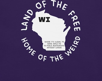 Wisconsin State Shirt, Wisconsin Map Shirt, Weird State Laws Tshirt, Wisconsin Graphic Tee, Wisconsin Cities Shirt, Witty Tshirt