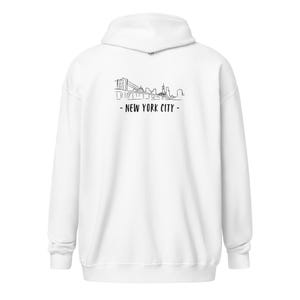 New York City Skyline zip hoodie, Hand Drawn NYC hoodie, New York Souvenir Gift, Cotton Printed USA hoodie