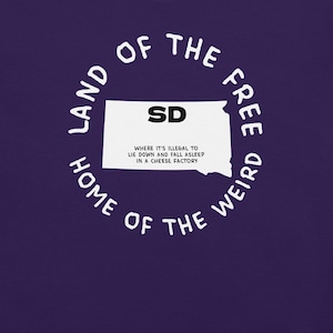 Camiseta del estado de Dakota del Sur, camiseta con el mapa de Dakota del Sur, camiseta con leyes estatales raras, camiseta con gráficos de Dakota del Sur, camiseta con ciudades de Dakota del Sur, camiseta ingeniosa