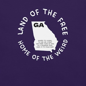 Camiseta del estado de Georgia, camiseta con el mapa de Georgia, camiseta con leyes estatales raras, camiseta con gráficos de Georgia, camiseta con ciudades de Georgia, camiseta ingeniosa, camiseta con estados de EE. UU.