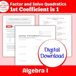 Factoring Factor Quadratics First 1st Coefficient Is 1 Solve for X Worksheet |  Algebra I Digital Download | Teaching Page, Worksheet, & Key
