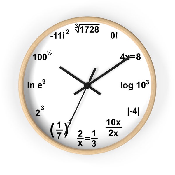 Algebra Wooden Wall Clock | Math Classroom | Home School Decor | Math Clock | Gift for Teacher