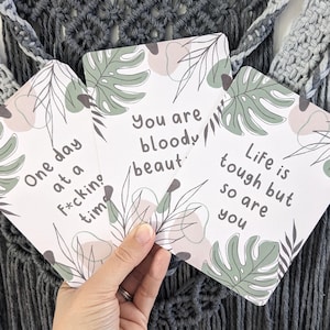Cartes d'affirmation de soi, Feuilles botaniques abstraites, renforcement quotidien de la confiance en soi, soins spirituels personnels, encouragements pour adultes, lot de 8 cartes