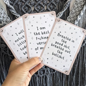 Sweary Affirmation Cards, Tarot cards, Funny Daily affirmation, Confidence Boost, Spiritual, Zen Self care, Adult Encouragement Card x8