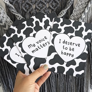 Affirmationskarten, Kuh-Druck-Karten, positives Zitat, tägliche Affirmation, Vertrauensschub, Selbstfürsorge, Achtsamkeit, Ermutigungskarte x8
